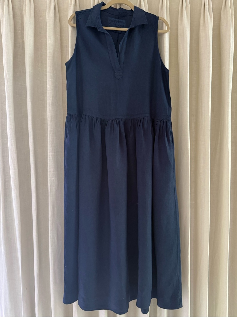 Frank & Eileen Navy Sleeveless Collared Kids Dress